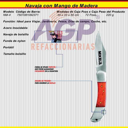 NAVAJA CON MANGO DE MADERA
